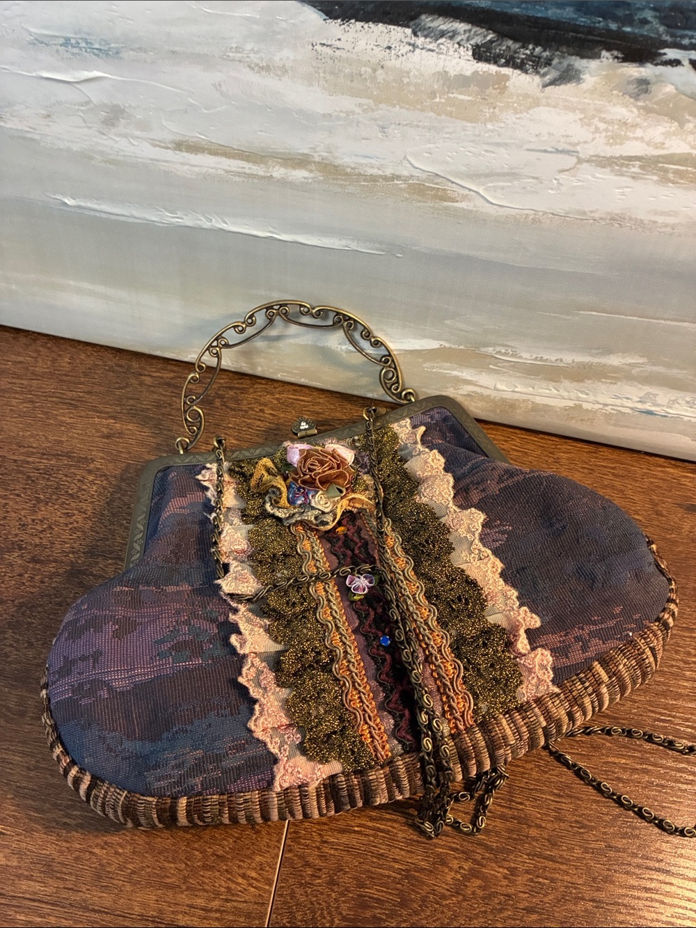 RARE and UNIQUE Vintage-Style Embellished Purple Evening Handbag - Picture 2 of 10